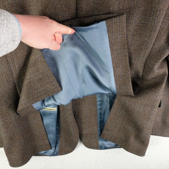 Magee Blazer Mens 44L Tall Brown Herringbone Two Button Vented Wool Business - Picture 6 of 14